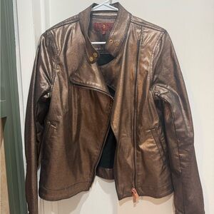 7 For All Mankind Metallic Bronze Moto Jacket